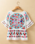Selene Boho Floral Ruffle Trim Blouse