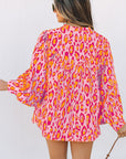 Leopard Balloon Sleeve Button-Up Shirt