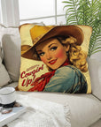 Vintage Cowgirl Up Throw Pillow Case 18 x 18 Made in America