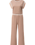 Colorblock Cap Sleeve Tee and Pants Set