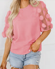 Aliza Applique Mesh Half Sleeve Blouse