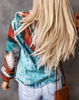 Aztec Denim Patchwork Hooded Jacket