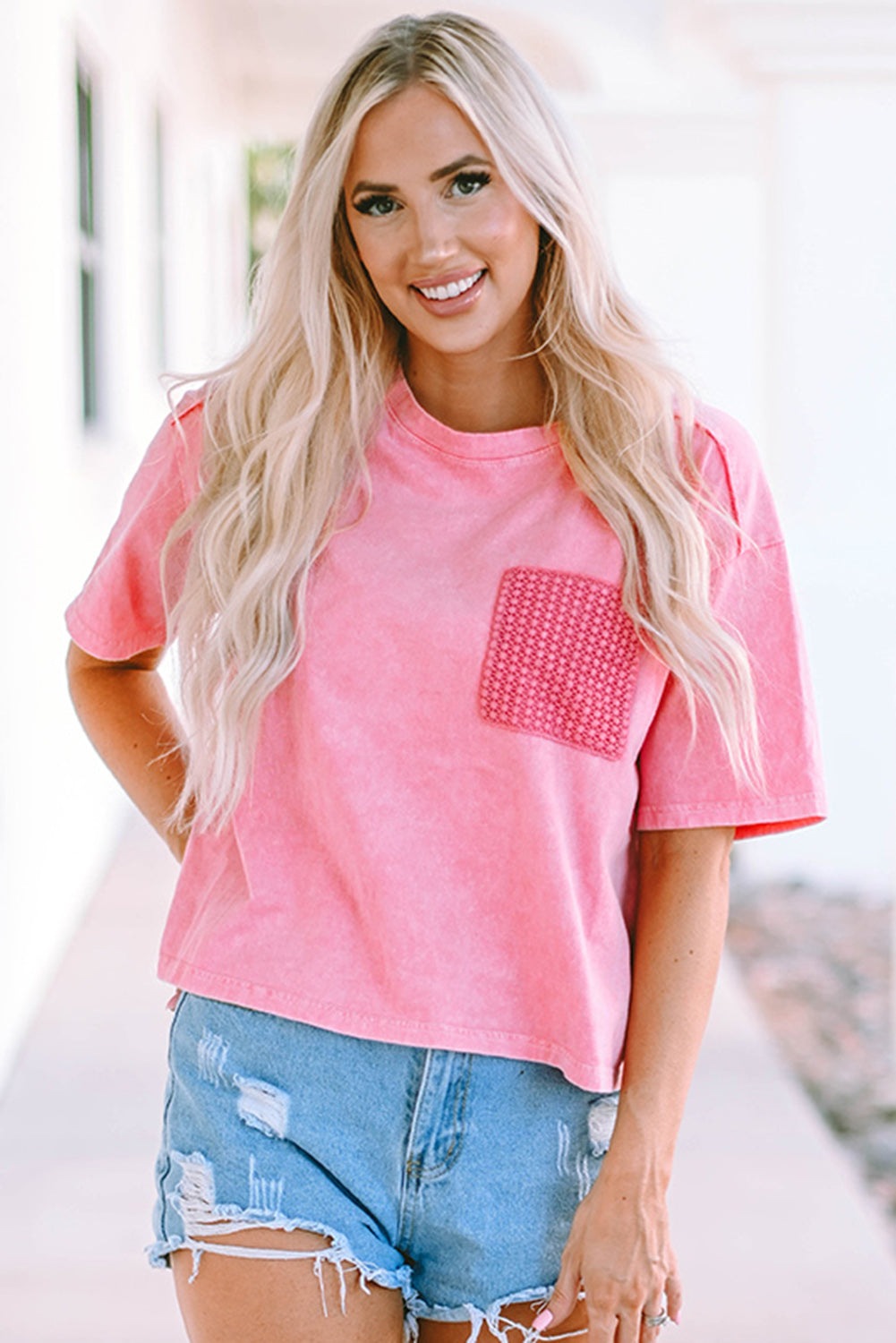 Jolene Lace Patch Pocket T-Shirt