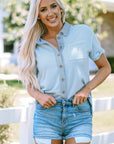 Jamie Waffle Knit Short Sleeve Buttoned Shirt