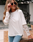 Hallie Lace Long Sleeve Insert Drop Shoulder Top