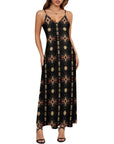 Black and Tan Southwestern Aztec Western Maxi Dress