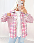 Plaid Corduroy Patchwork Flap Pocket Shacket