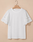 Giana Embroidered Short Sleeve O Neck Top