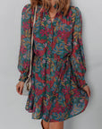 Maria Floral V Neck Puff Sleeve Dress