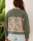 Floral Patchwork Ribbed Corduroy Shirt Jacket