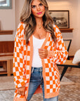 Wrenley Checkered Open Front Drop Shoulder Cardigan