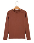 Solid Raw Seam Long Sleeve Top