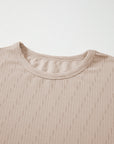 Solid Textured Long Sleeve Top