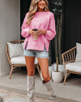 Brianna Lace Bow Embroidered Exposed Seam Sweatshirt