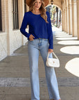 Solid Asymmetric Seam Long Sleeve Top