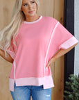 Katie Raw Seam High Low Side Split Top
