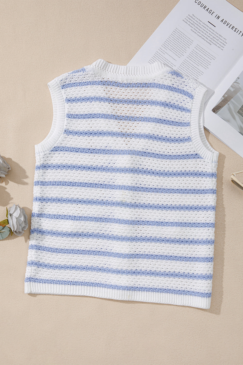 Veda V Neck Gold Buttons Elegant Sweater Vest