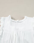 Savan Button Split Neck Ruffled Trim Tank Top