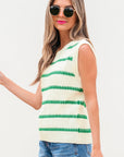 Ivey Striped Round Neck Casual Sweater Vest