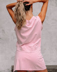 Aria 2 Pieces Mineral Wash Cotton Tank Top Lined Split Skirt Set