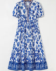 Floral Puff Sleeve V-Neck Midi Dress