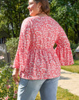 Lena Plus Size Floral V Neck Blouse