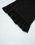 Solid Ruffle Wide Leg High Waist Pants