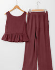 Teresa Ribbed Ruffle Tank Top and Pants Set