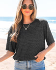 Kathryn Bow Decor Glittery Short Sleeve Top