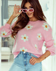 Mariah Floral Pattern Drop Shoulder Sweater