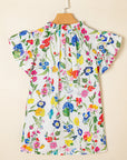Floral Ruffle Tiered Sleeve Blouse