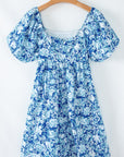 Azalea Floral Puff Sleeve Babydoll Mini Dress