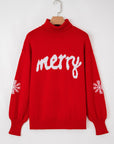 Merry Snowflake Turtleneck Christmas Sweater
