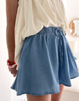 Reina Drawstring Elastic Waist Denim Shorts