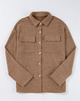 Solid Corduroy Button-Up Long Sleeve Jacket