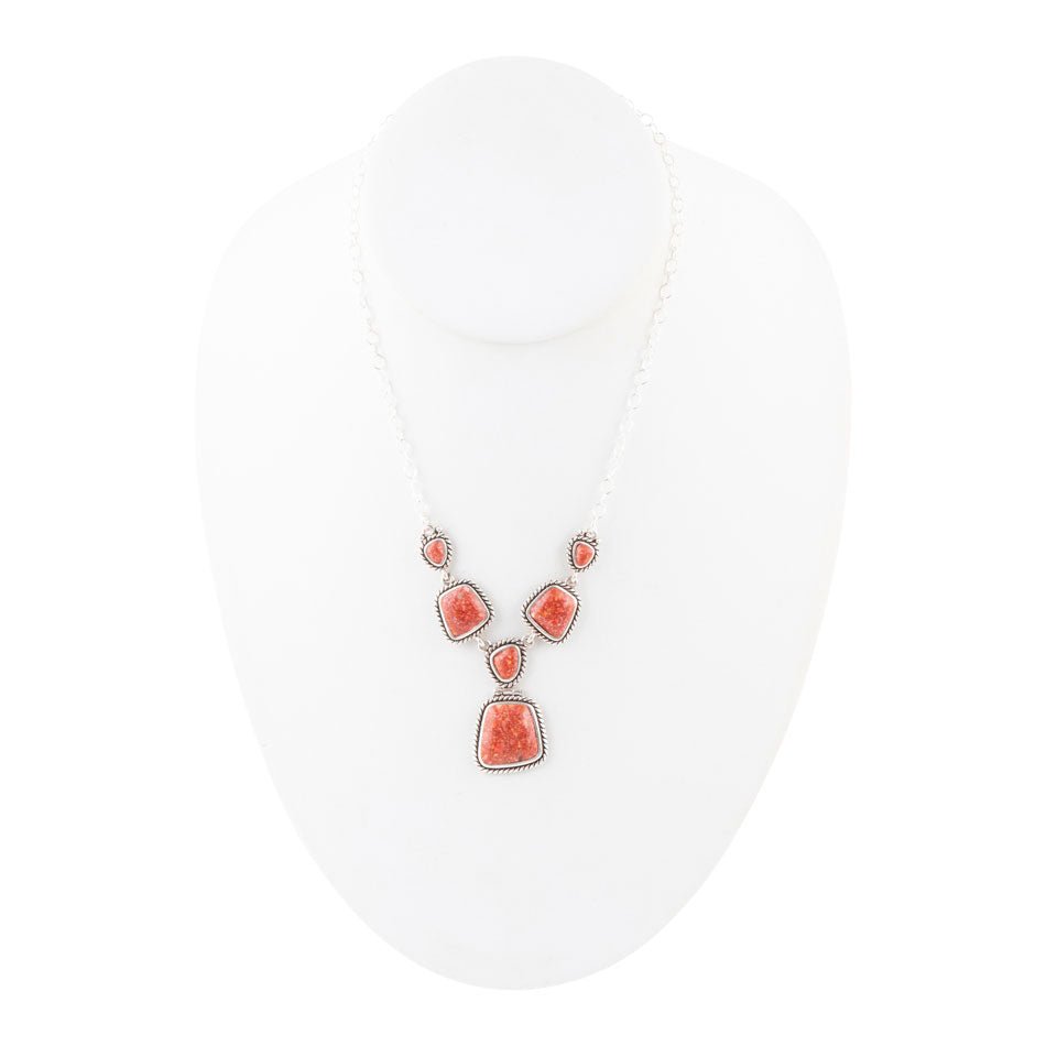 Earth and Sky Orange Sponge Coral and Sterling Necklace