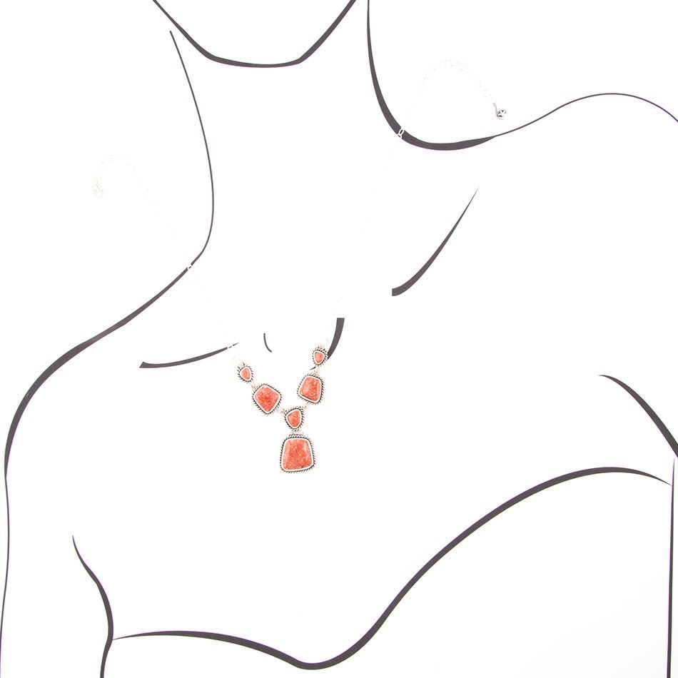 Earth and Sky Orange Sponge Coral and Sterling Necklace