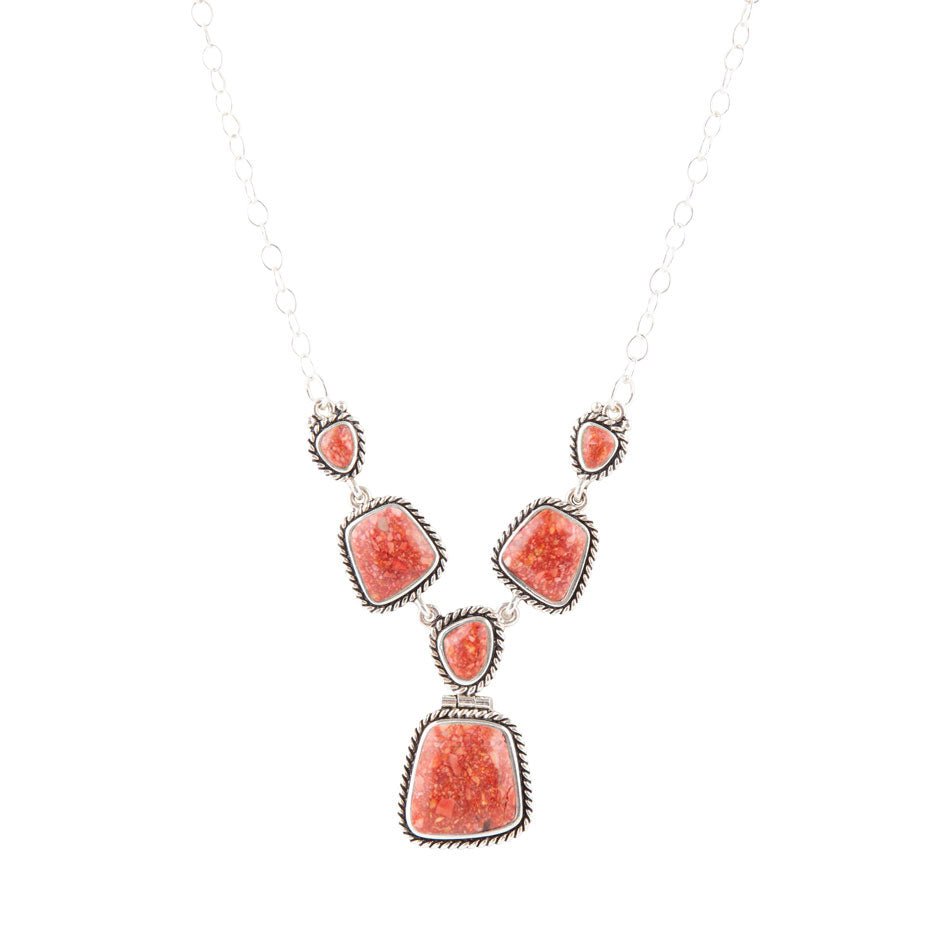 Earth and Sky Orange Sponge Coral and Sterling Necklace