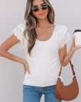 Andi Eyelet Ruffle Sleeve Slim Fitted Top