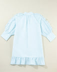 Gracie Seersucker Ruffled Puff Sleeve Mini Dress