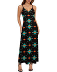 Turquoise Orange Aztec Western Maxi Dress