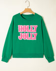 Christmas HOLLY JOLLY Towel Embroidered Holiday Sweatshirt