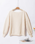Waffle Knit Bishop Sleeve Side Split Top