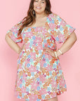 Lea Puff Sleeve Square Neck Plus Babydoll Dress