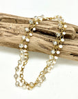 Necklace Freshwater Pearl w/Glass Bead & Filigree Gold 18” w/ 2” Extension