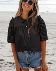 Analeia Frilly Puff Sleeve Stylish Collared Shirt