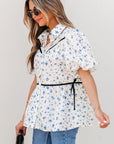 Lyanna Floral Puff Short Sleeve Top