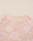 Floral Lace Sheer Mesh Long Sleeve Top