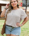 Faith Plus Size Geometric Ruffled Sleeve Blouse