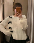 Sweet Bow Solid Color Sweater
